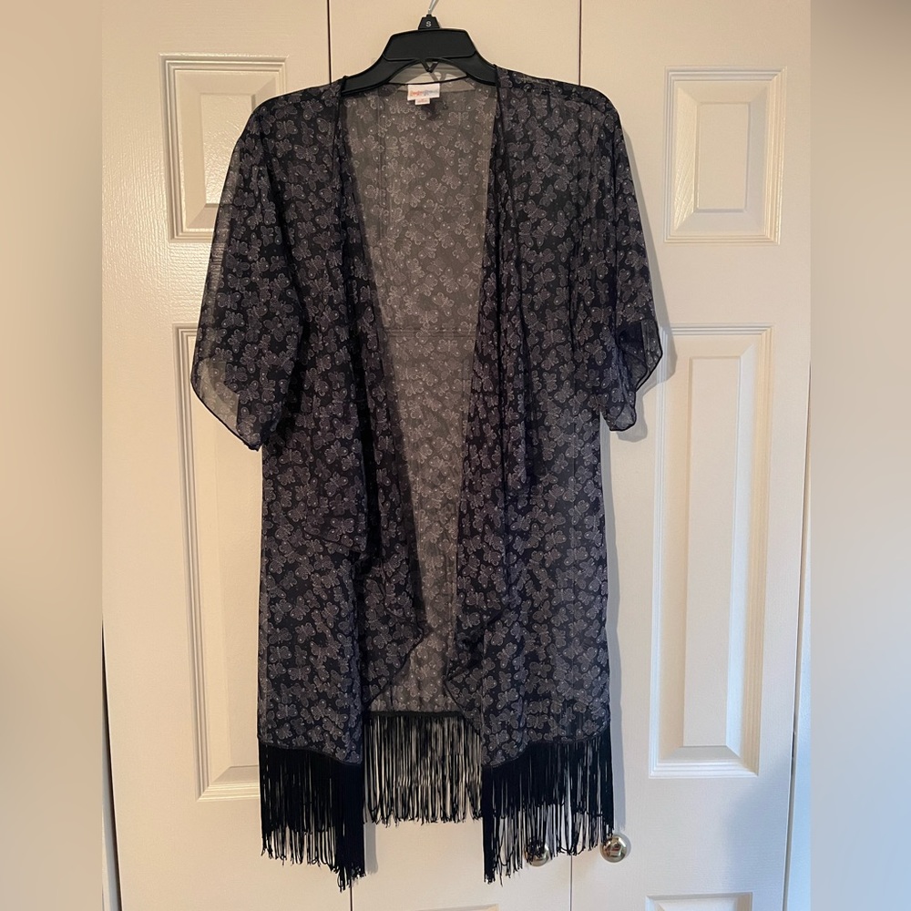 Lula Roe lightweight cardigan with fringe detail